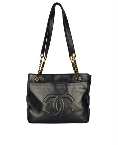 Chanel Vintage CC Logo shoulder Bag, &pound;2,565, Handbags, Black, Lambskin Leather, Front view